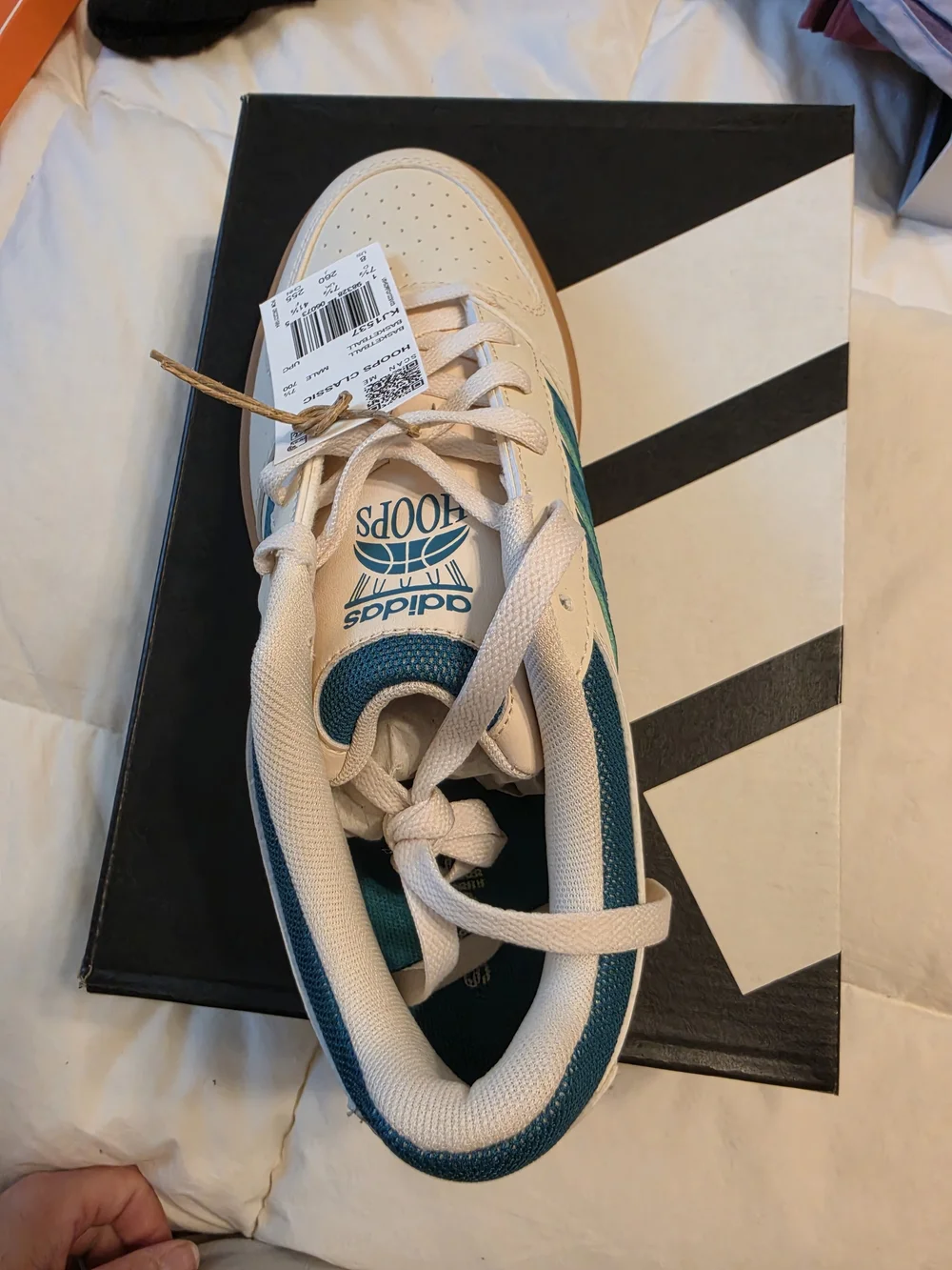 adidas Mens White & Teal Court Casual Sneakers